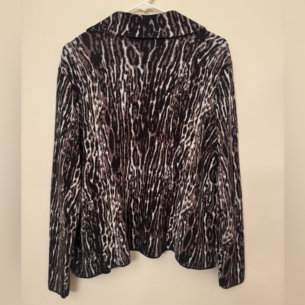 Chico's Open Cardigan Sweater Size 3 XL Animal Print Collar Knit Long Sleeve - Picture 5 of 5